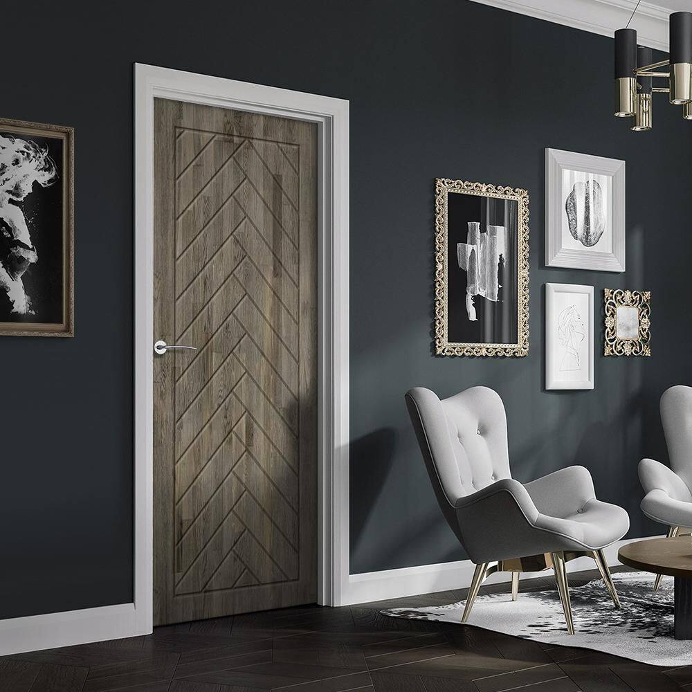 CALHOME 36 in. x 80 in. Hollow Core Weather Gray Stained Solid Wood Interior Door Slab