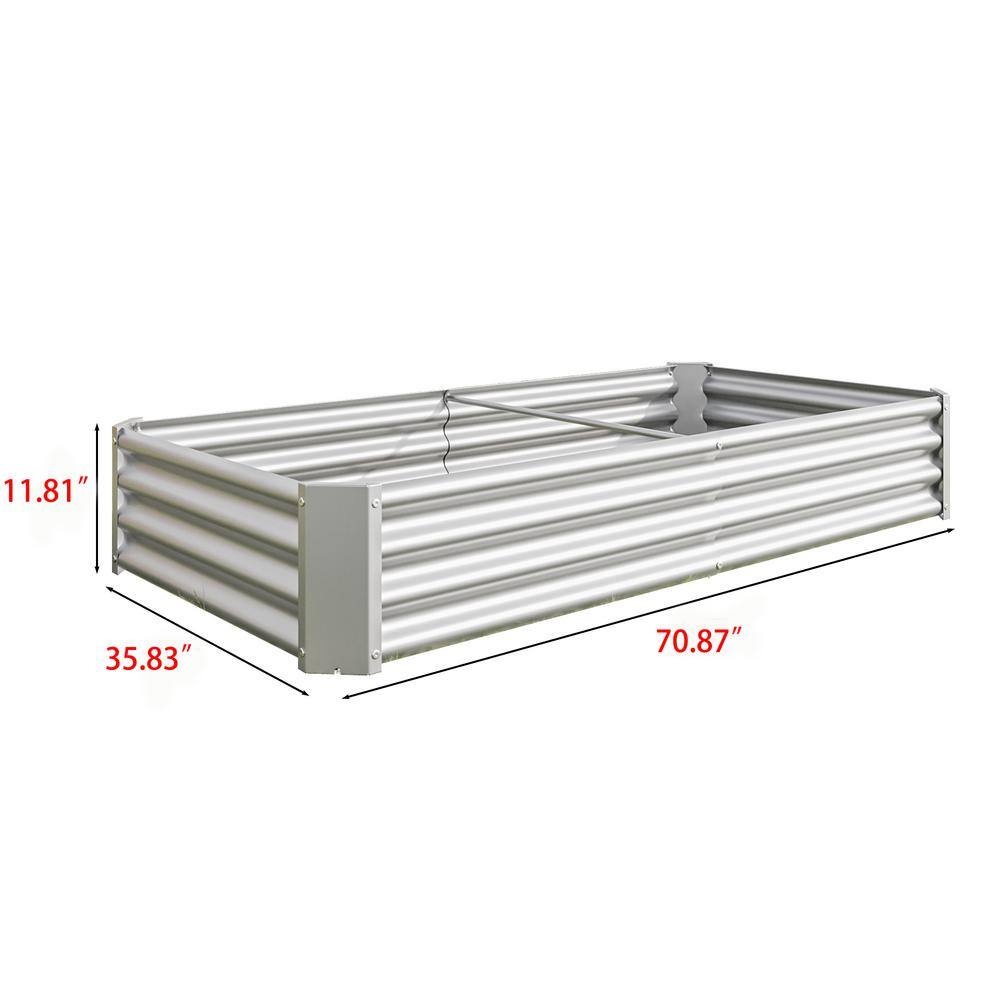 None Large Silver Metal Raised Garden Bed for Plants, Vegetables, and Flowers