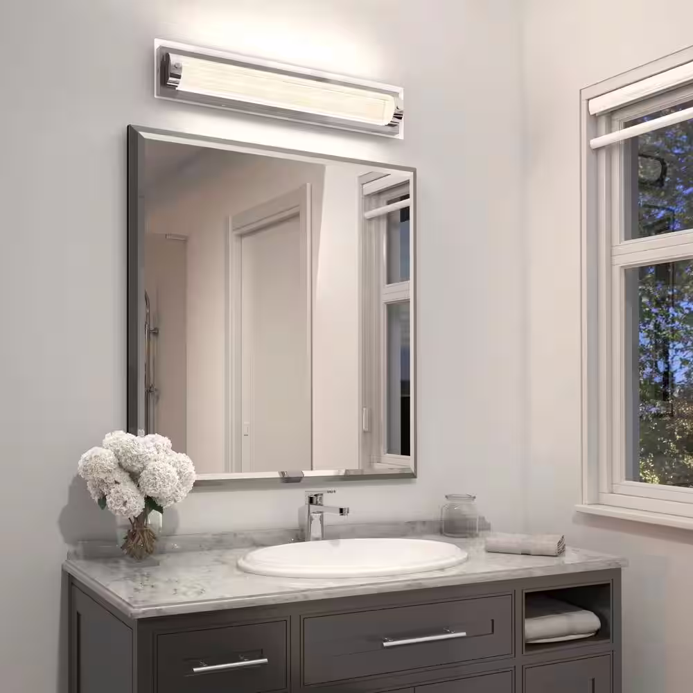 Artika Glamour 27 in. 1-Light Chrome Modern Integrated LED 3 CCT Vanity Light Bar for Bathroom
