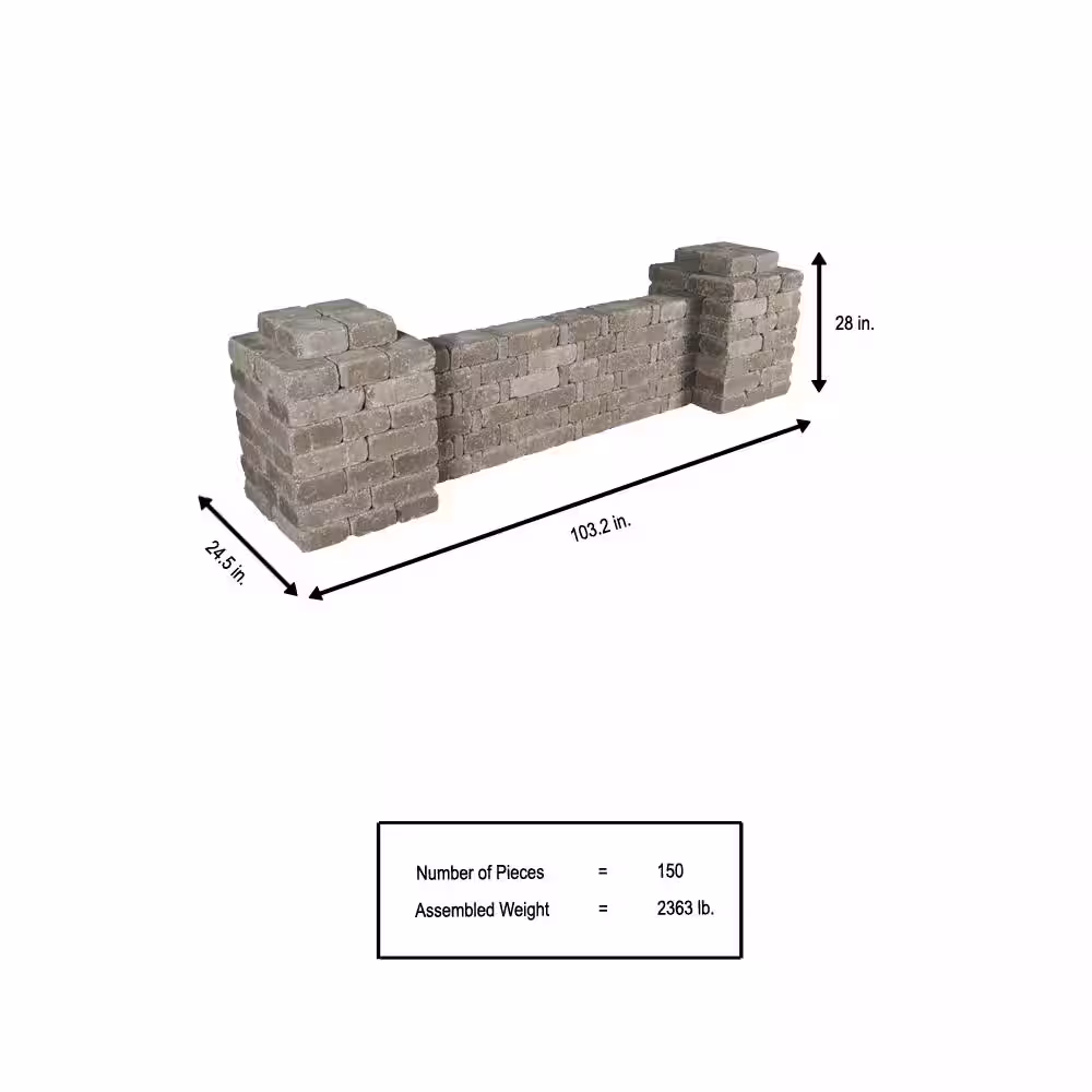 Pavestone Rumblestone RumbleStone 103 in x 28 in. x 24.5 in. Column/Wall Kit in Greystone