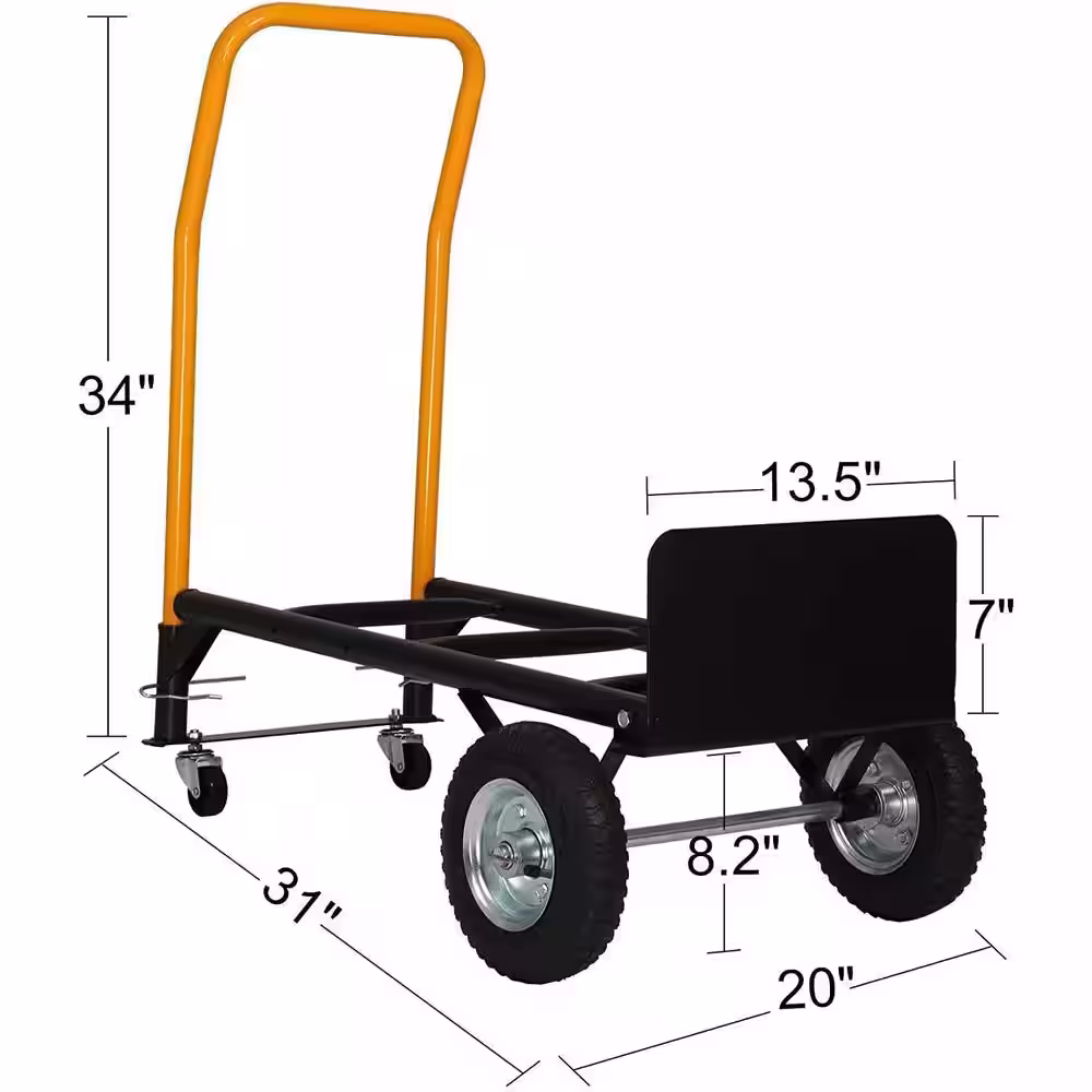 None 330 lbs. Load Capacity Convertible Hand Truck Dual Purpose 2 Wheel Dolly and 4 Wheel Push Cart with Swivel Wheels