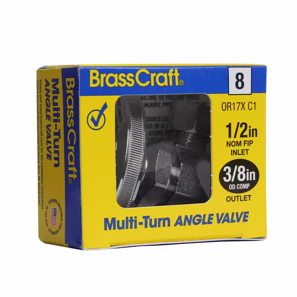BrassCraft 1/2 in. FIP Inlet x 3/8 in. Comp Outlet Multi Turn Angle Valve