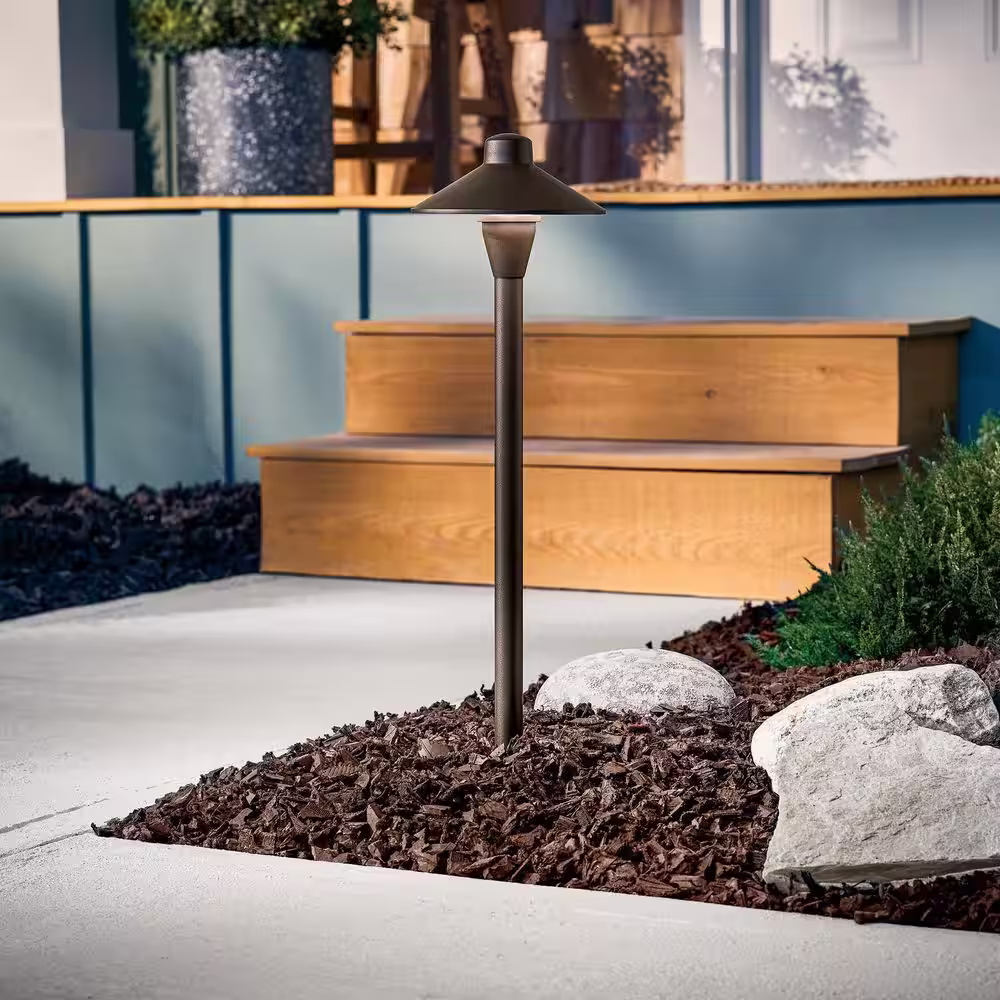 KICHLER Low Voltage 6.75 in. Textured Architectural Bronze Hardwired Weather Resistant Path Light with No Bulbs Included