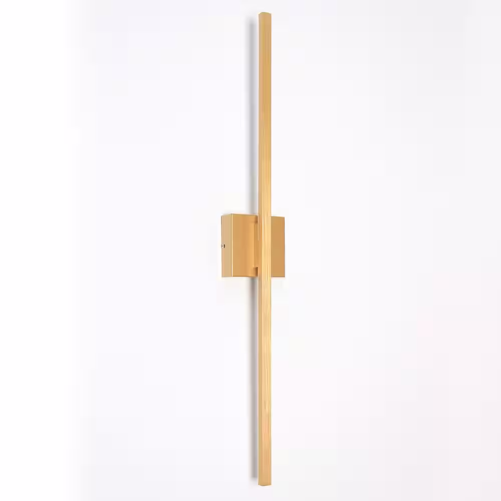 None 1-Light 35.6 in. Minimalist Linear Gold LED Wall Sconce with 3000K Warm Light