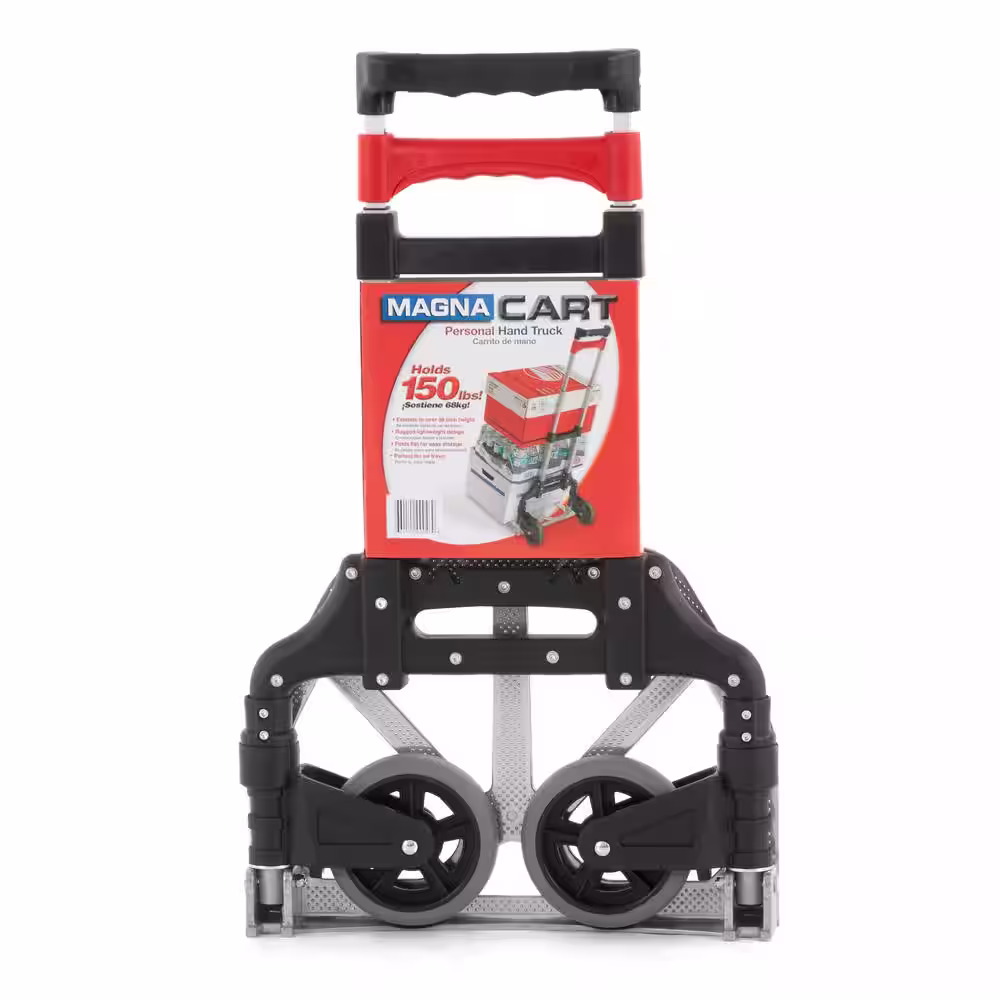 Magna Cart 150 lbs. Capacity 16.1 in. x 40.9 in. x 15.7 in. Personal Folding Aluminum Hand Truck in Black/Red