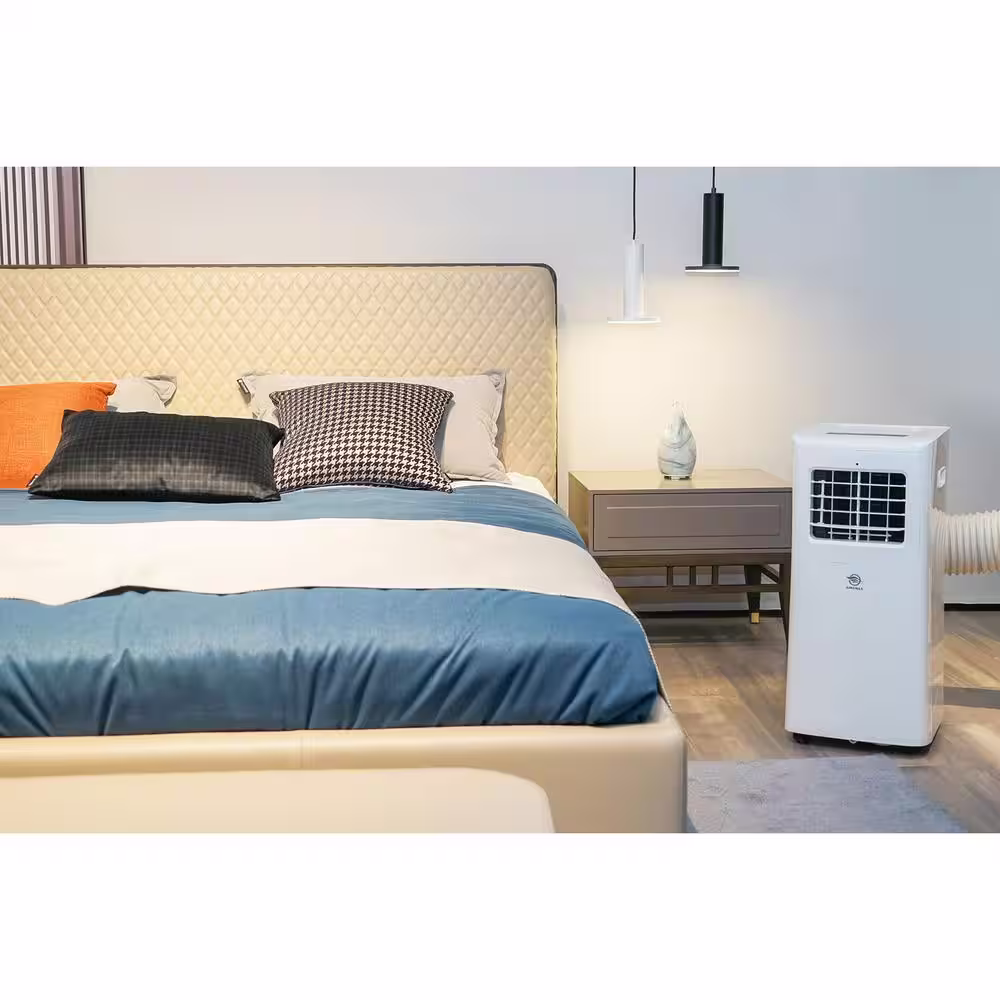 AIREMAX 10,000 BTU / 5,000 BTU (DOE) Portable AC w/ Remote 300 Sq.Ft. Timer, LED Display, Wheels, Dehumidifer in White