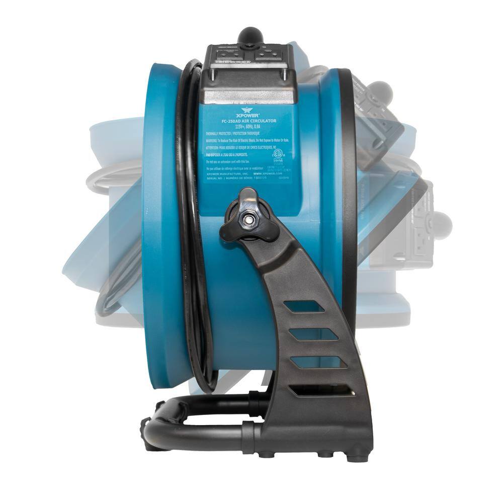 None 13 in. 1560 CFM Variable Speed Sealed Brushless DC Motor Air Circulator Utility Fan with Built-in Power Outlets