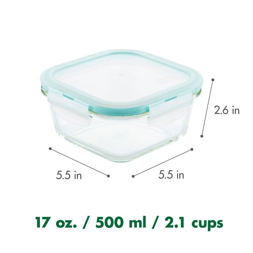 None Performance Glass 4-Piece Square Food Storage Containers, 17 oz., Set