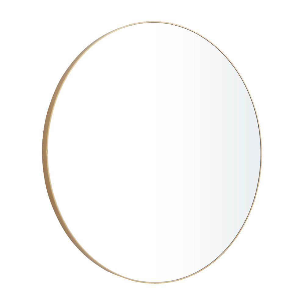 None 42 in. x 42 in. Round Framed Gold Wall Mirror with Thin Frame