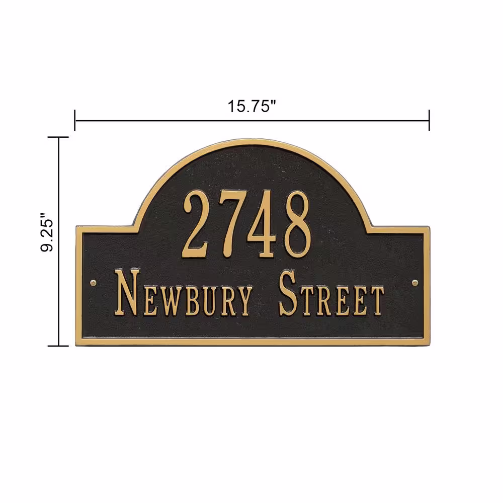 Whitehall Products Arch Marker Standard Black/Gold Wall 2-Line Address Plaque