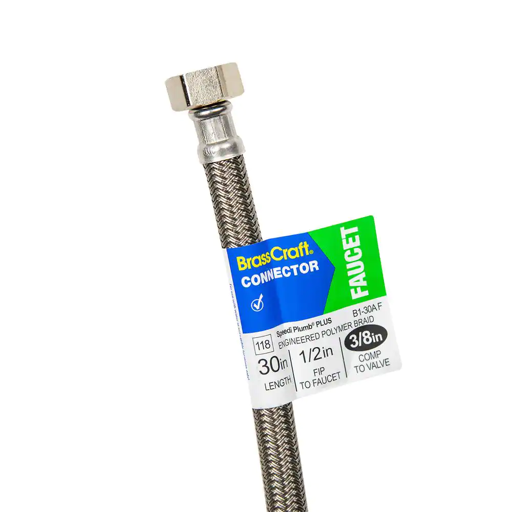 BrassCraft 3/8 in. Compression x 1/2 in. FIP x 30 in. Braided Polymer Faucet Supply Line