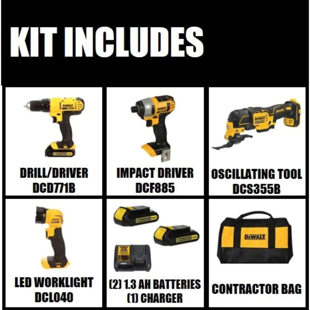 DEWALT 20V MAX Cordless 4 Tool Combo Kit with (2) 20V 1.5Ah Batteries and Charger