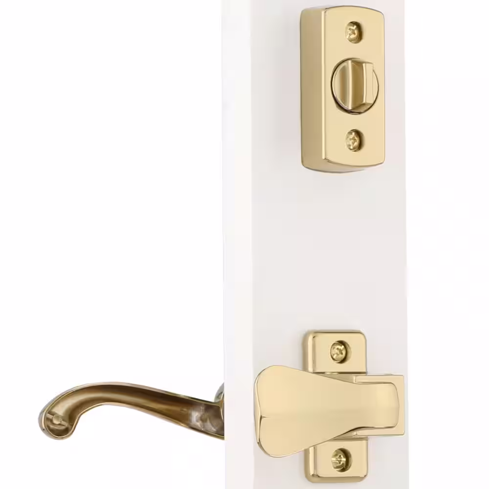 IDEAL SECURITY Deluxe Storm and Screen Door Lever Handle and Keyed Deadlock in Brass