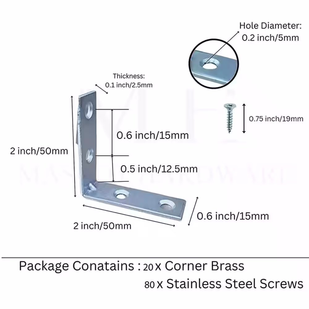 Mascot Hardware 2 in. Zinc-Plated Corner Brace (20-Pack)