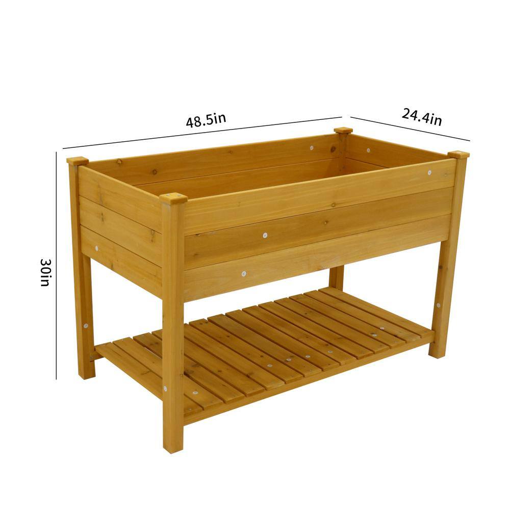 HOTEBIKE Wood Elevated Garden Bed with Storage Shelf and Legs Suitable for Vegetable Flower Herb