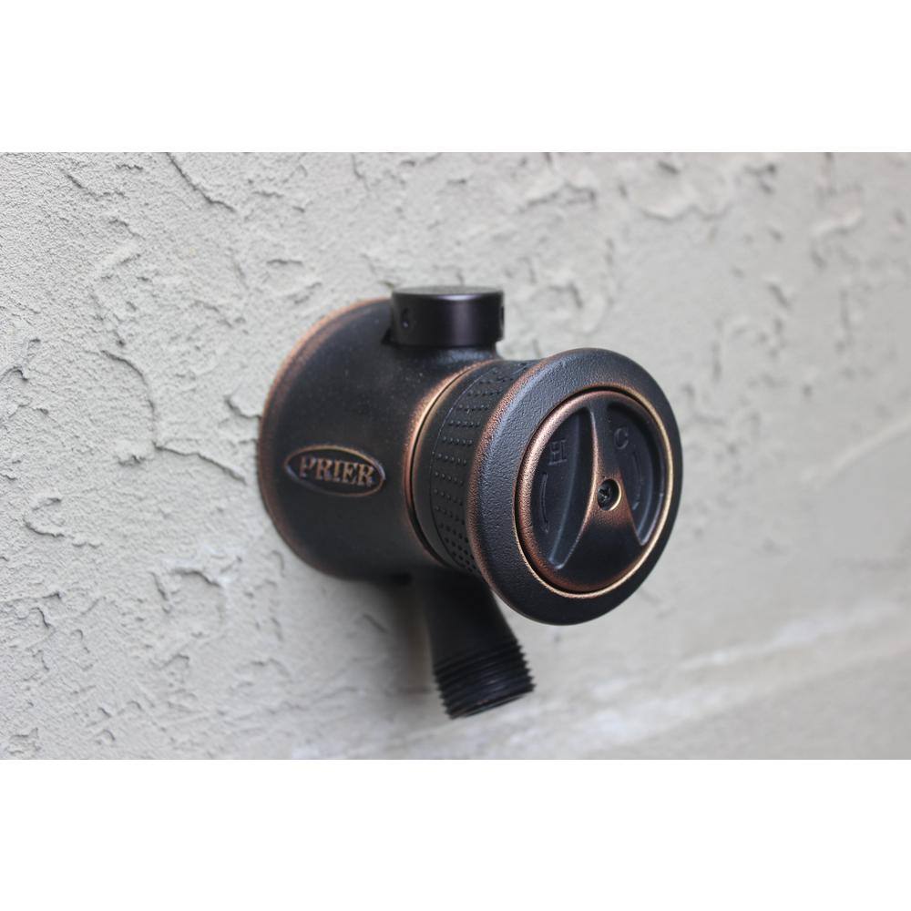 Prier Products 6 in. Single Handle Hot and Cold Mixing Hydrant Oil Rubbed Bronze 1/2 in. Plain Copper Ends