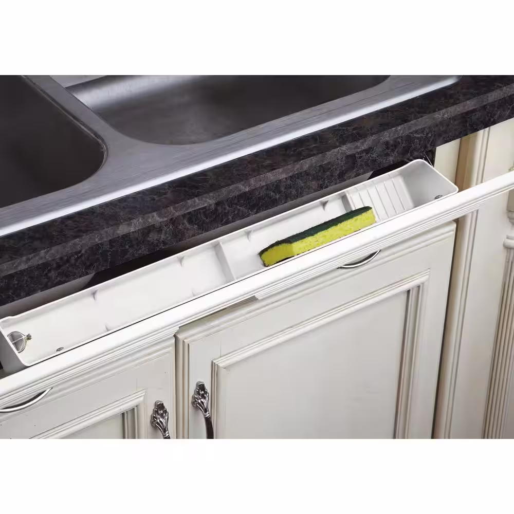 Rev-A-Shelf 22 in. White Polymer Lazy Daisy Tip-Out Tray Utensil Holders