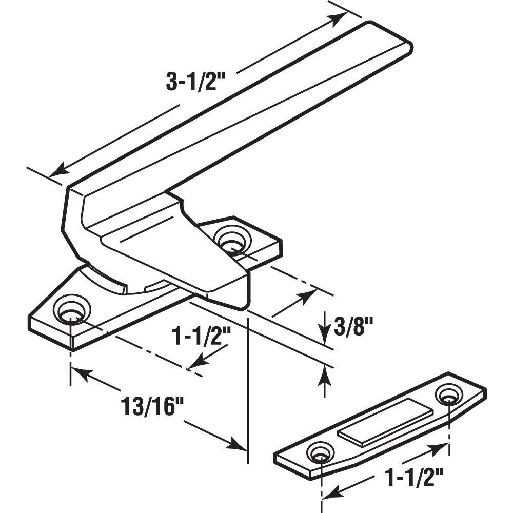 Prime-Line Right-Handed, Bronze, Casement Locking Handle with Offset Base