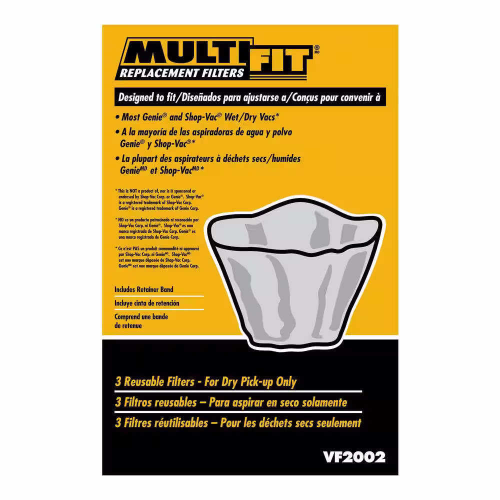 MULTI FIT Disposable Dry Pick-up Only Wet/Dry Vac Disc Filter with Retainer Band for Select Shop-Vac Brand Shop Vacuums (24-Pack)