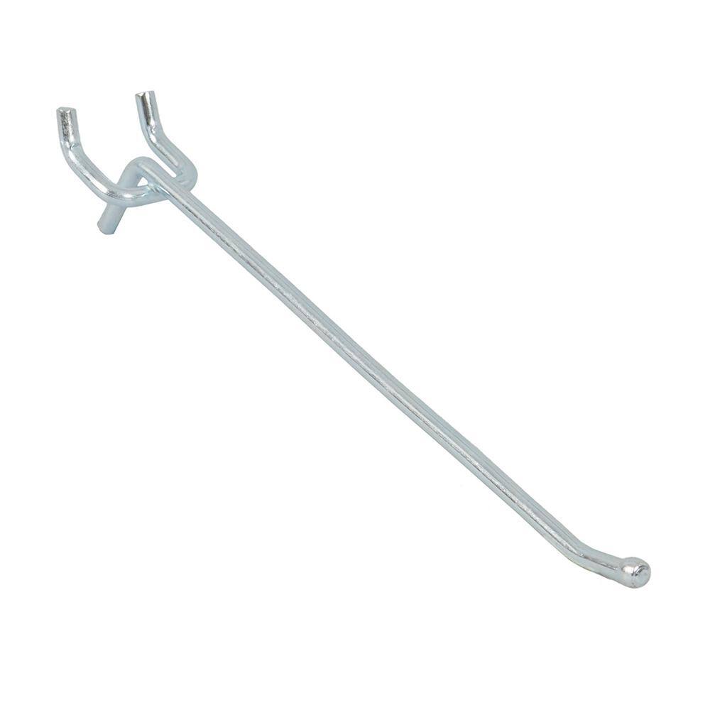 Everbilt 8 in. Straight Zinc-Plated Steel Peghooks for 1/4 in. Pegboards Zinc-Plated Steel (12-Pack)