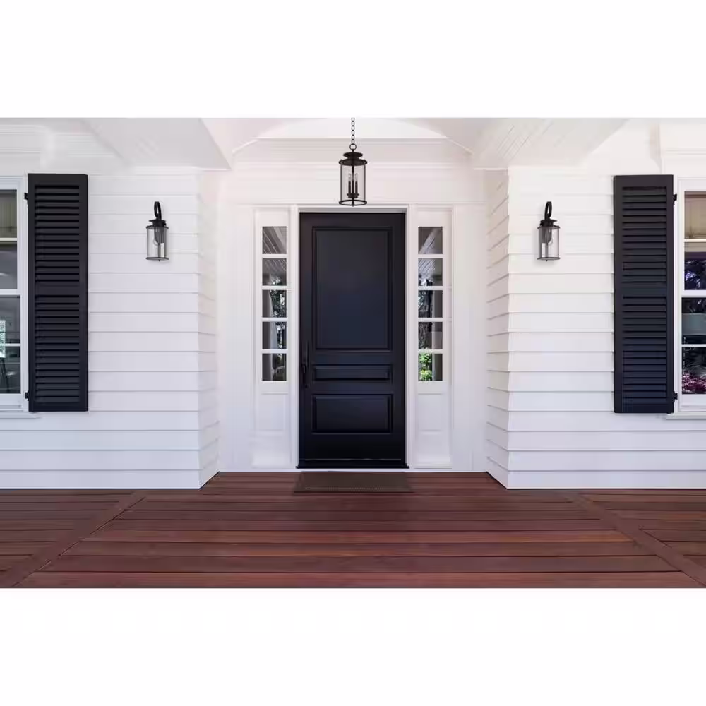 Progress Lighting Squire Collection 3-Light Matte Black Clear Glass New Traditional Outdoor Hanging Lantern Light