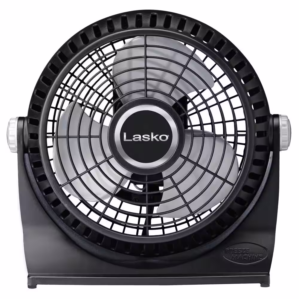 Lasko Breeze Machine 10 in. 2 Speed Black Desk Fan with 360 Degree Pivoting Fan Head