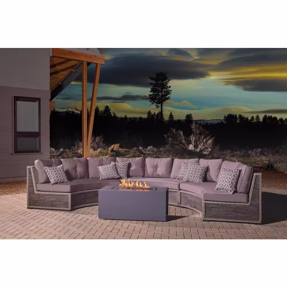 UKIAH Relic 42 in. x 18.5 in. Rectangular Propane Gas Aluminum Home Audio Beat to Music Fire Pit Sound System in Gray