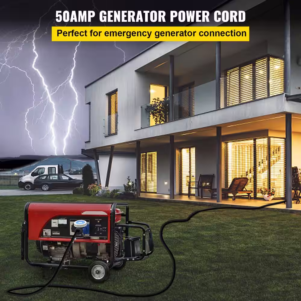 VEVOR 25 ft. 50 Amp RV Extension Cord 4 Wire Gauge RV Wire Diameter Extension Cord RV Cord Power Supply Cable