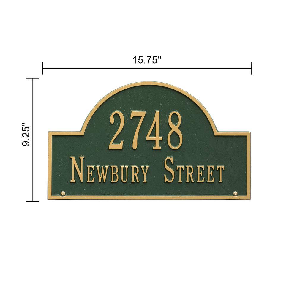 Whitehall Products Arch Marker Standard Green/Gold Lawn 2-Line Address Plaque