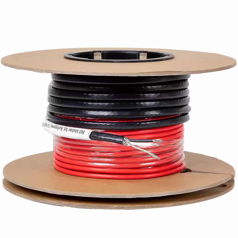 Dr Infrared Heater Electric Radiant Floor Heating Cable Kit with Wi-Fi Thermostat 165 ft., Covers 50 sq. ft./120-Volt, Red and Black
