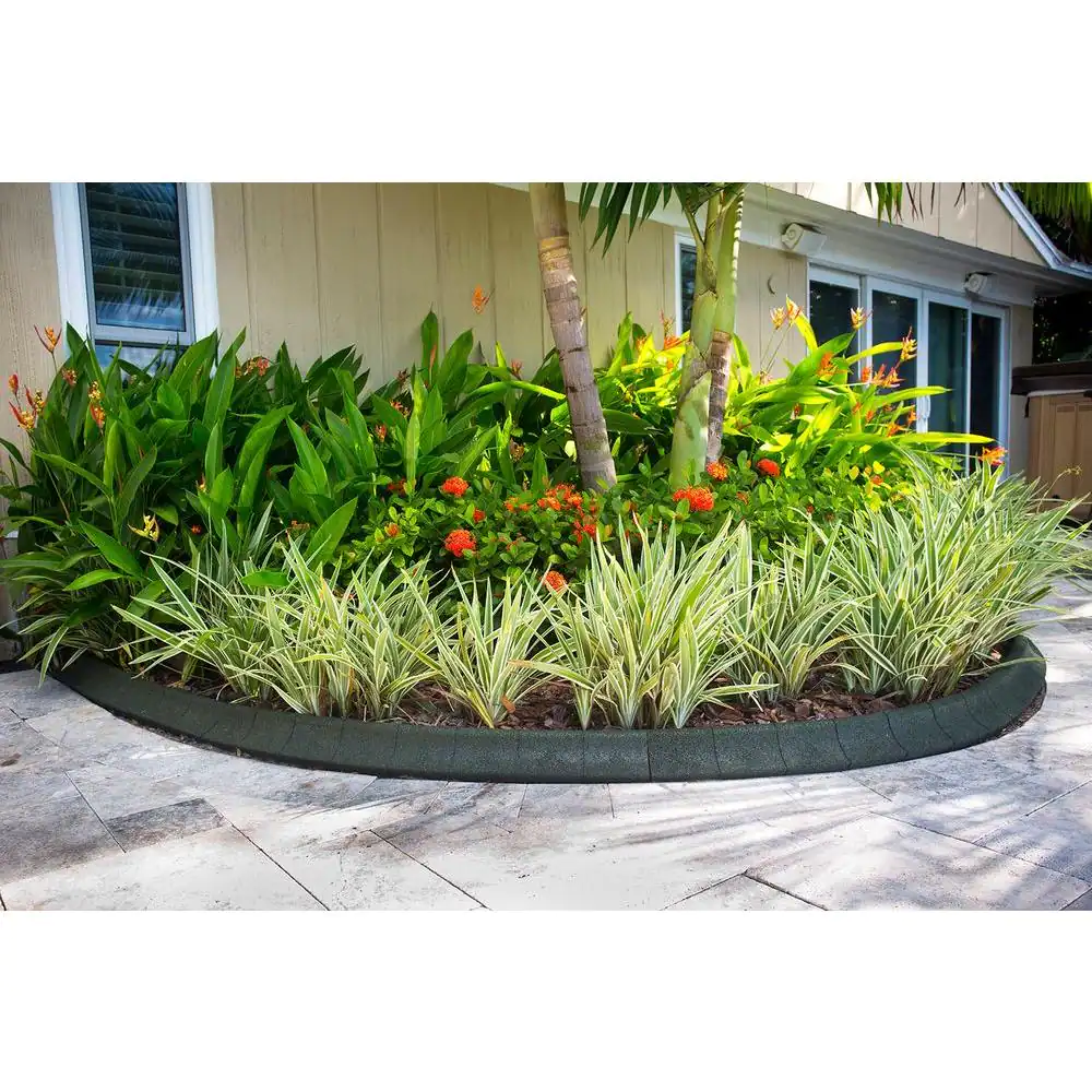 EcoBorder 4 ft. Black Rubber Curb Landscape Edging (4-Pack)