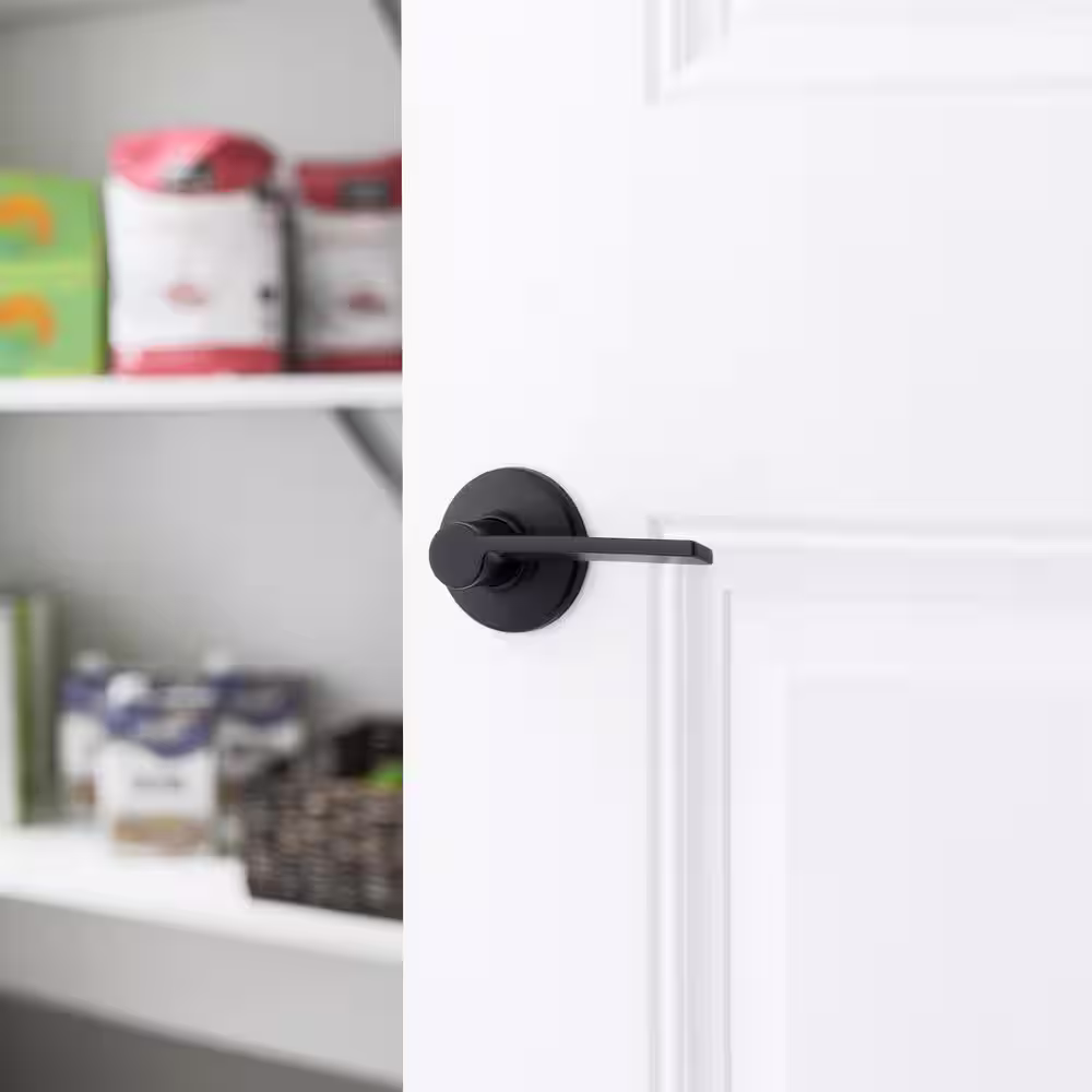 Kwikset Ladera Matte Black Contemporary Round Half-Dummy Door Lever