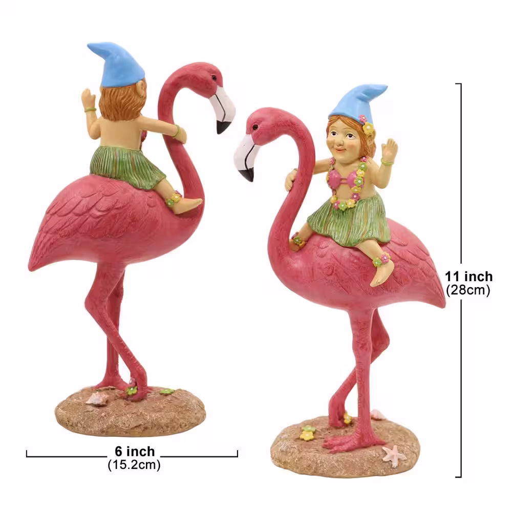 None 11'' Gnome Figurine Outdoor Statue Yard Ornament,Pink Flamingo Garden Decor,Spirituality Garden Gifts,Gift Idea (Lady)