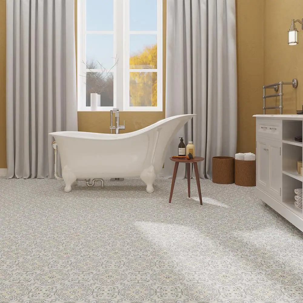 Lucida Surfaces BaseCore Sicilian Grey 12 MIL x 12 in. W x 12 in. L Peel and Stick Waterproof Vinyl Tile Flooring (36 sqft/case)