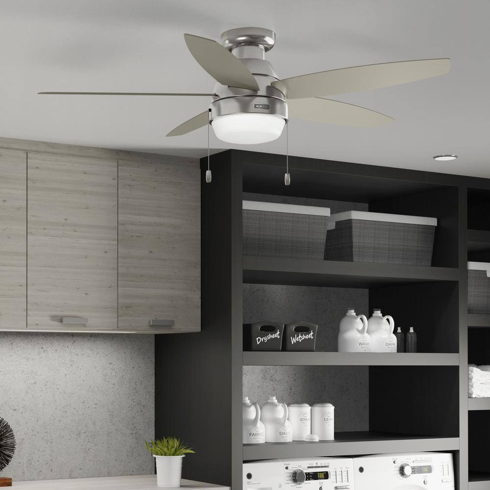 Hunter Lilliana 52 in. Indoor Brushed Nickel Ceiling Fan with Light Kit Included