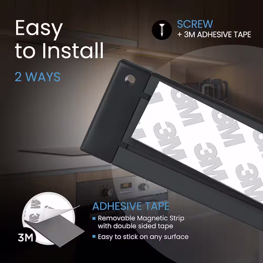 ESHINE Works with Alexa, Google 1 Pack 20 inch Black Smart Dimmable LED Under Cabinet Lighting Kit - Warm White (3000K)