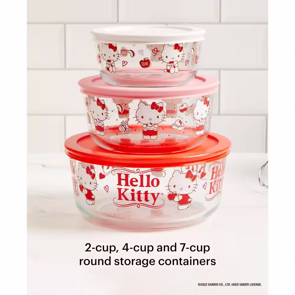 Pyrex 6-piece Glass Food Storage Set: Hello Kitty My Favorite Flavor
