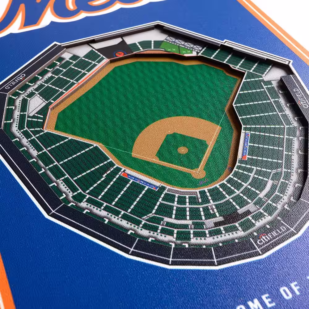 YouTheFan MLB New York Mets Wooden 8 in. x 32 in. 3D Stadium Banner-Citi Field
