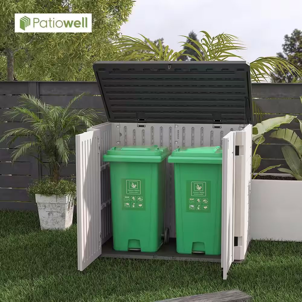 Patiowell 4 ft. W x 2 ft. 5 in. D Resin Horizontal Storage Plastic Shed with Lockable Door, Easy Storage (9.97 sq. ft.)
