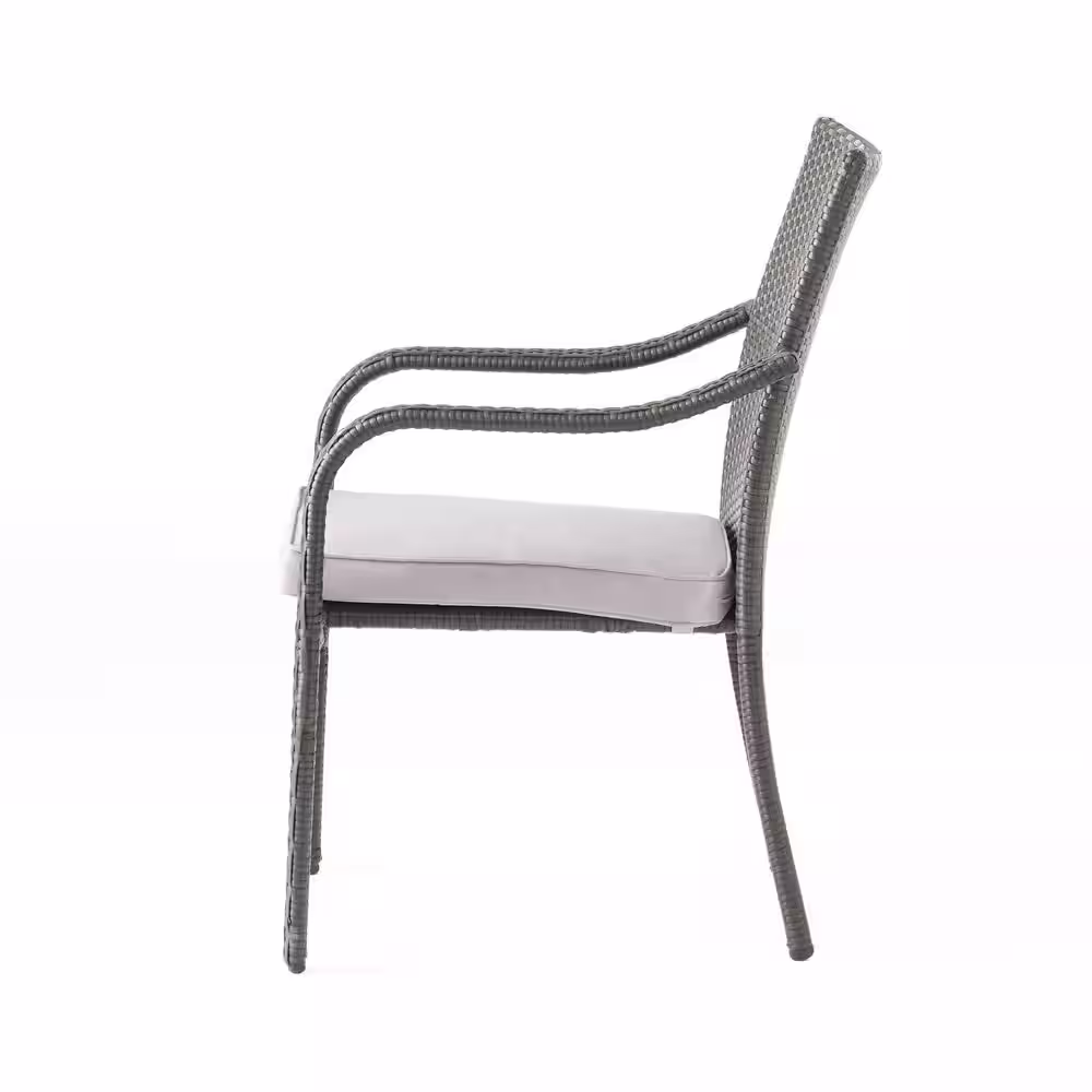 Noble House San Pico Gray 5-Piece Faux Rattan Outdoor Dining Set