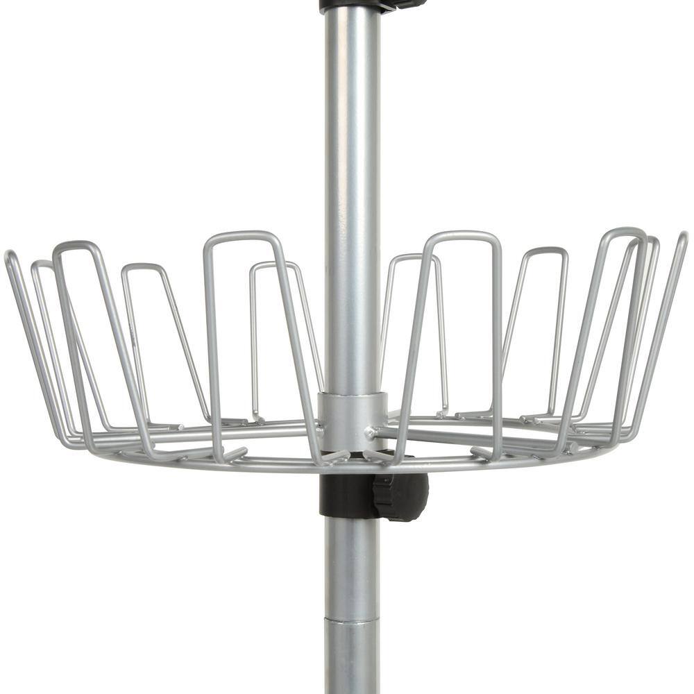 HOUSEHOLD ESSENTIALS 52.75 in. H 24-Pair 24-Tier Silver Steel Shoe Rack