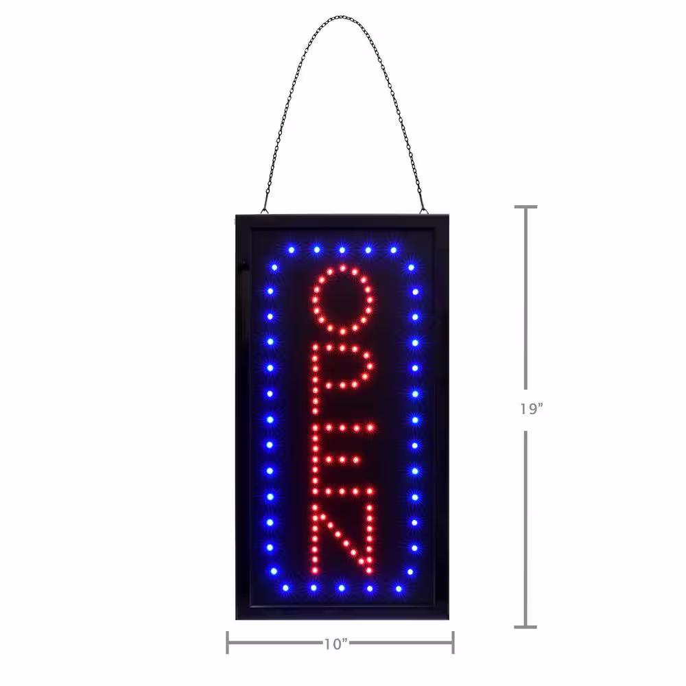 Alpine Industries 10 in. x 19 in. LED Vertical Open Sign (2-Pack)