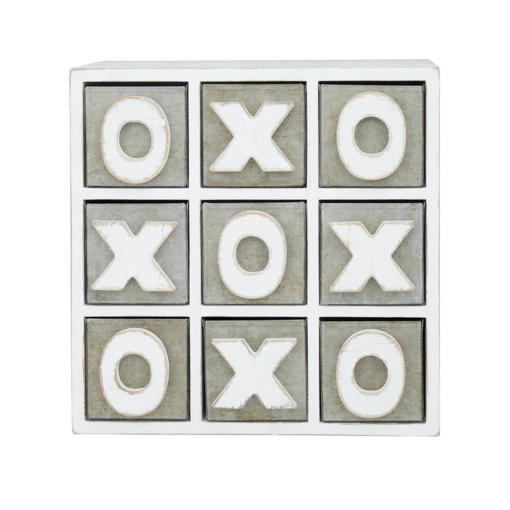 Litton Lane White Wood Traditional Tic Tac Toe Cabinet