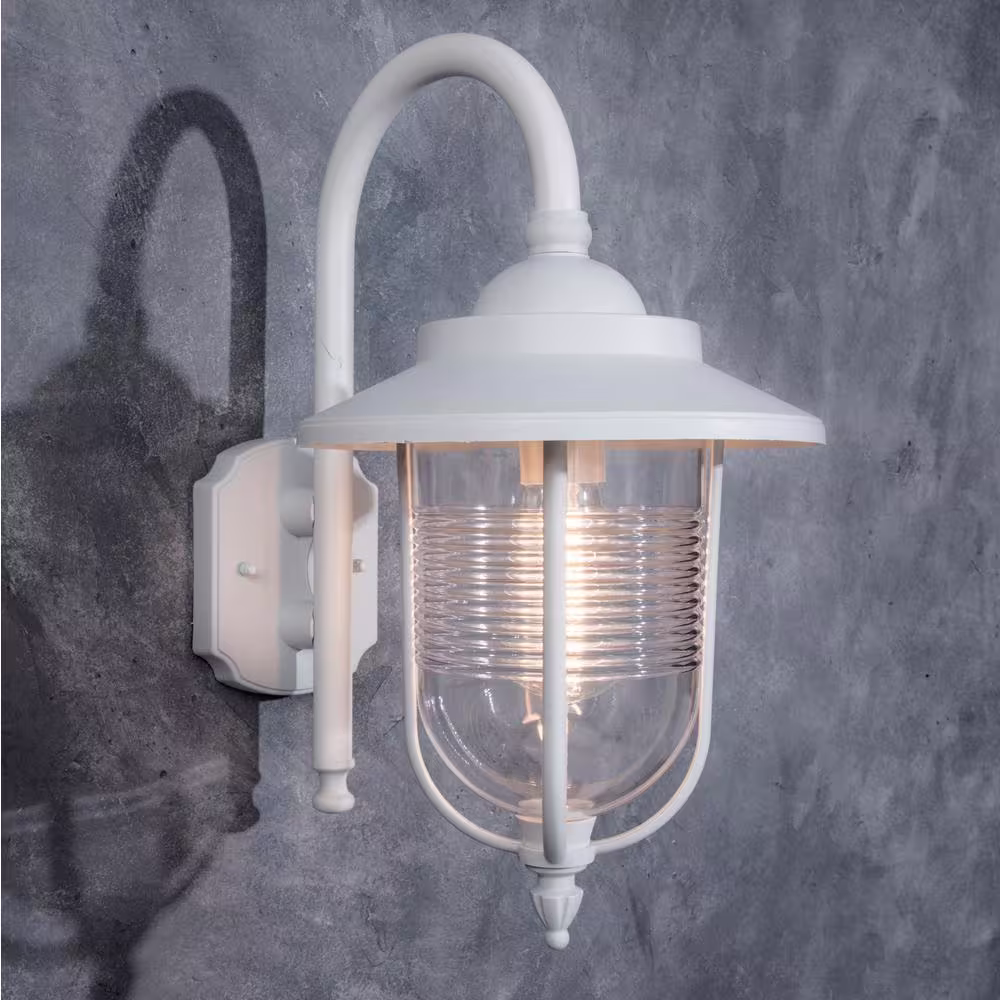 LUTEC Coastal Old Saybrook 1-Light White Outdoor Wall Lantern Sconce
