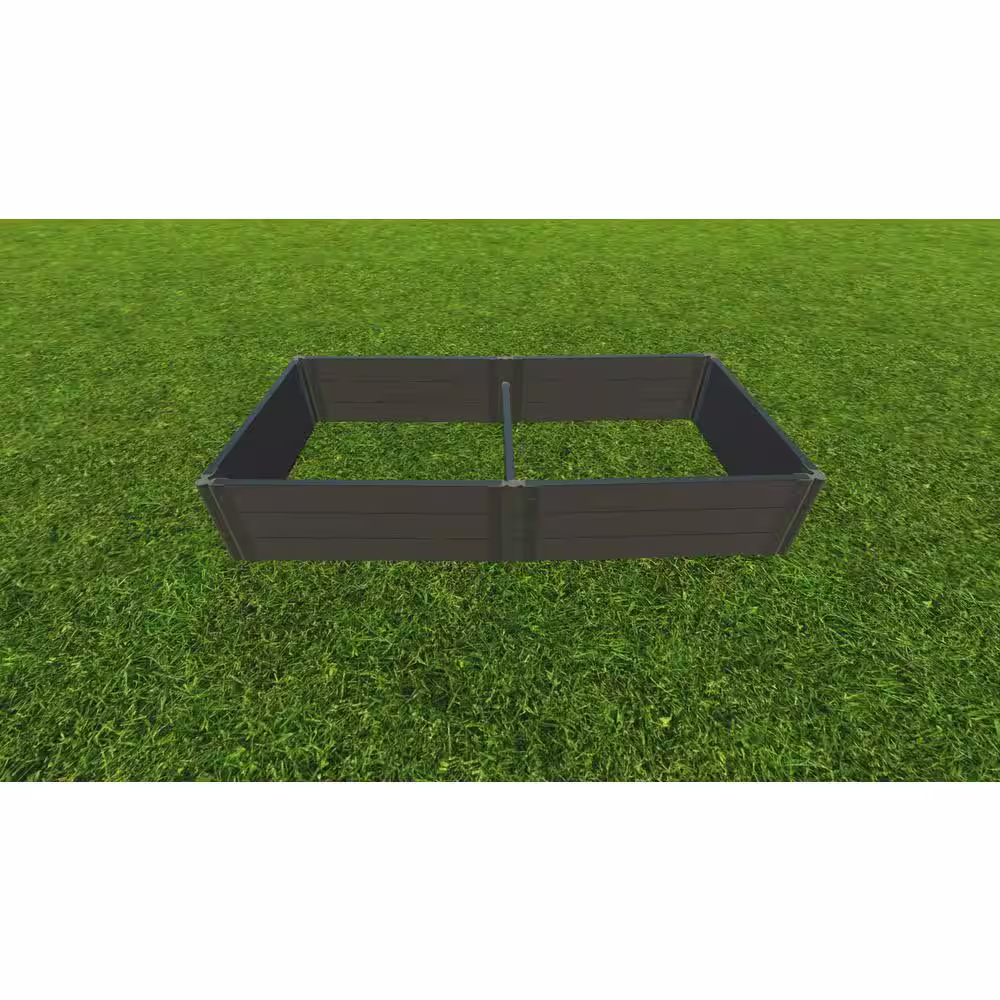 Frame It All Weathered Wood Composite Raised Garden Bed 4 ft. x 8 ft. x 16.5 in. 2 in. Profile