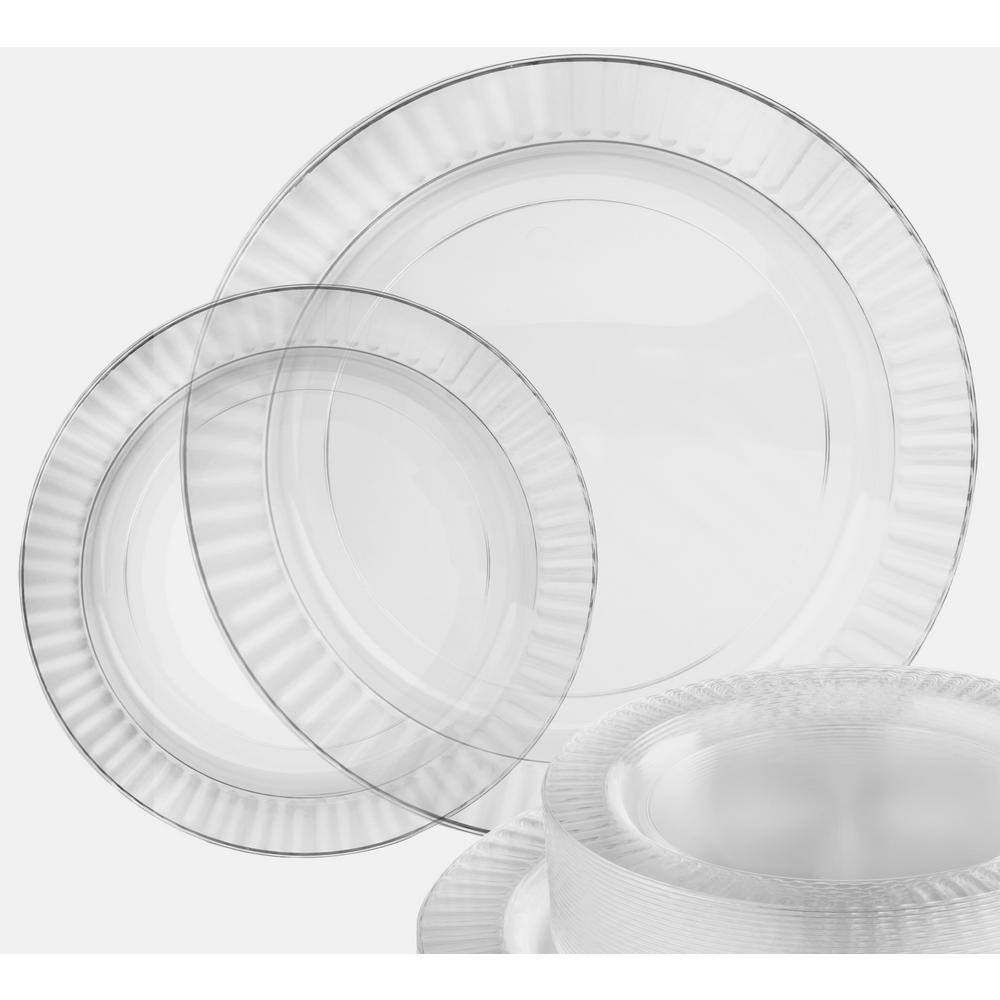 None Raised Textured Edge 10 in. and 7 in. Clear Disposable Plastic Combo Plates (Set of 25)