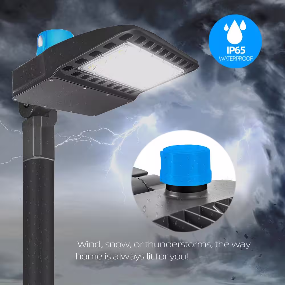 None 200-Watt 150-Degree Bronze Integrated LED Parking Lot Light Slip Fitter, Outdoor Area Light 5500K 28000 Lumens 110-277V