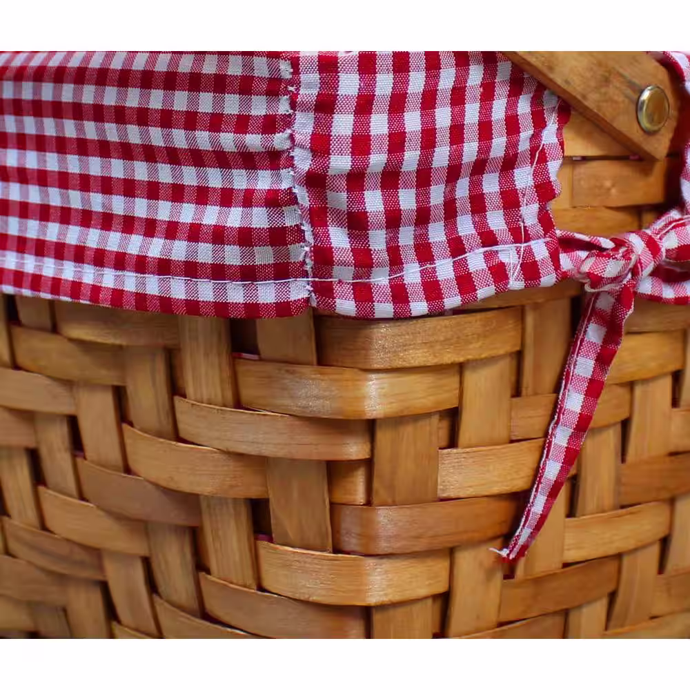 None Vintiquewise Rectangular Basket Lined with Gingham Lining, Small (16)