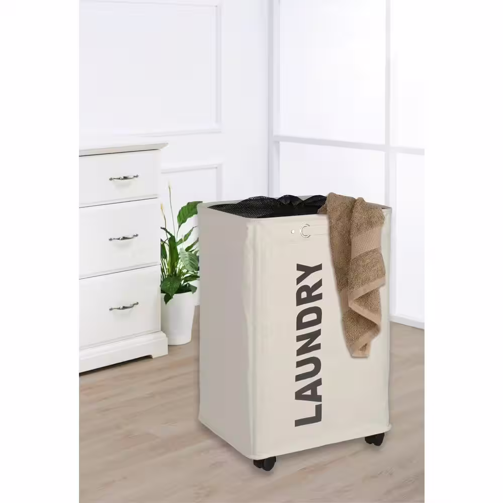 Wenko Quadro Beige Laundry Bin