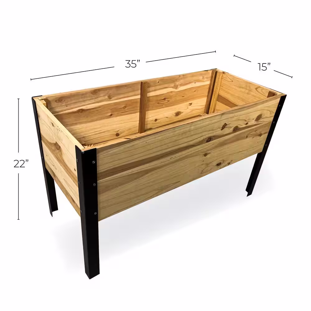 BACKYARD EXPRESSIONS PATIO Â· HOME Â· GARDEN Backyard Expressions 35 in. x 15 in.x 22 in. Large Wooden Raised Garden Bed w/Steel Legs for Extra Support